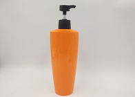 Oval Orange PET Plastik Botol Kosmetik Botol Sabun Lotion Kosong Permukaan