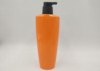 Oval Orange PET Plastik Botol Kosmetik Botol Sabun Lotion Kosong Permukaan