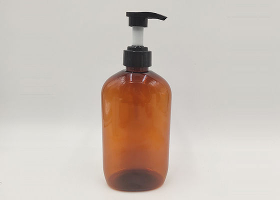 350ml Bentuk Datar Warna Kuning Botol Kosmetik Plastik Untuk Shampoo Dengan Pompa Lotion